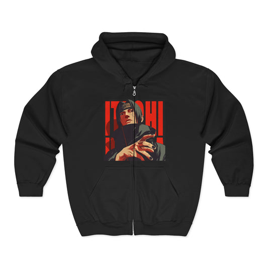 itachi uchiha Hoodie, Unisex Heavy Blend Full Zip Sweatshirt for Everyday Style, Perfect Gift for Him/Her, Casual Layering