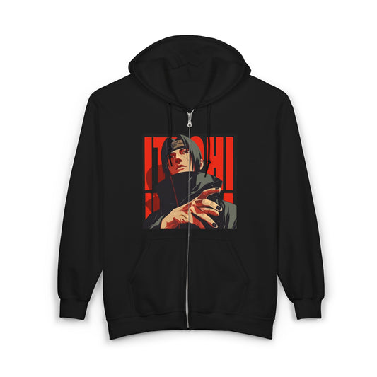 itachi uchiha Hoodie, Unisex Heavy Blend Full Zip Sweatshirt for Everyday Style, Perfect Gift for Him/Her, Casual Layering